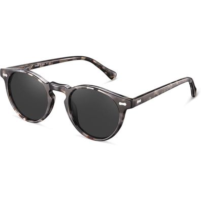 Sonnenbrille polarisiert Herren Rahmen grau Schildpatt Linsen Schwarz