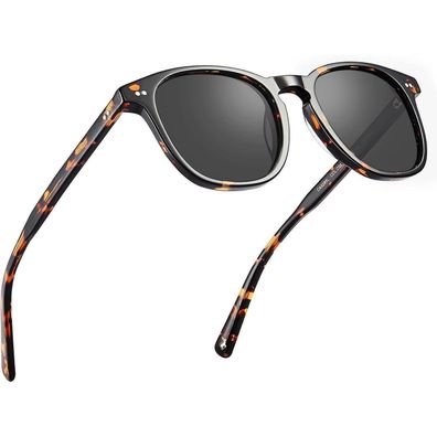 Sonnenbrille Herren polarisiert UV Schutz Rechteck P4-schildpatt-grau