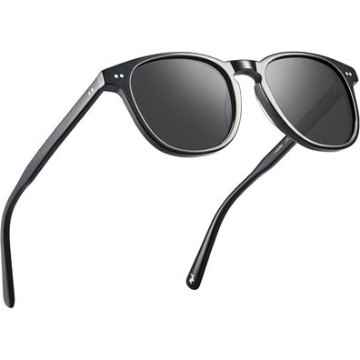 Sonnenbrille Polarisiert Herren UV Schutz Vintage P7 schwarz grau