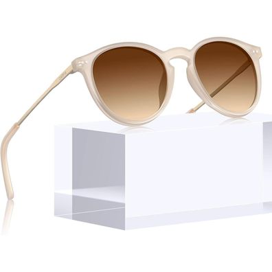 CARFIA Sonnenbrille Damen Herren N6 Rund Vintage Polarisierte Gläser UV400 Schutz