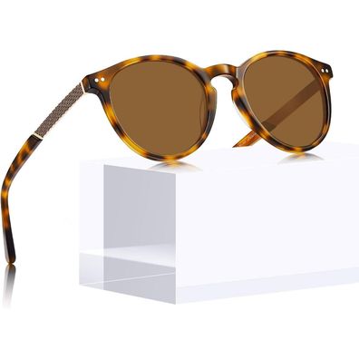 Sonnenbrille Vintage Damen Rund Rahmen schildpatt Linsen braun
