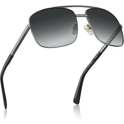 Sonnenbrille Polarisiert UV400 Pilotenbrille Schwarz+farbverlauf Grau