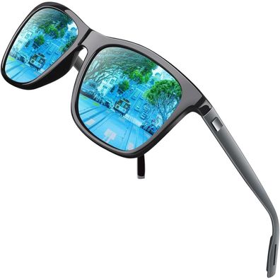 Sonnenbrille polarisiert Herren Damen Rechteck 1 Schwarz Blau