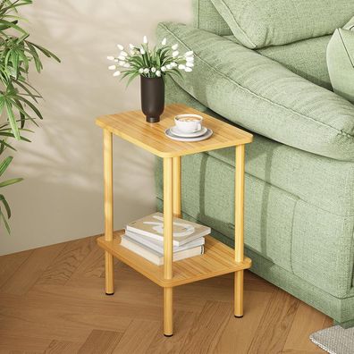 Beistelltisch Holz 2-Tier Nachttisch 40x30x52cm Klein Stauraum Wohnzimmer