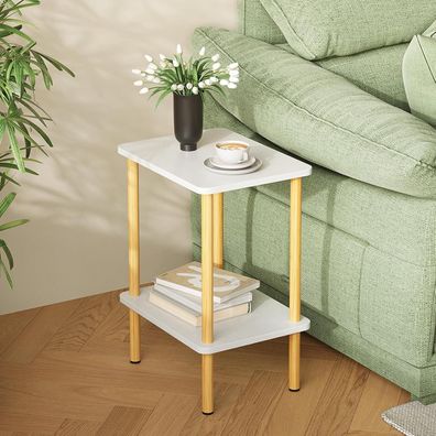 Beistelltisch Holz 2 Tier Nachttisch Schmal 40x30x52cm Stauraum Wohnzimmer