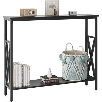 Konsolentisch Flurtisch Beistelltisch Höhenverstellbar 101x25x80.5 cm Schwarz