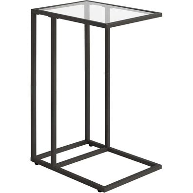 Beistelltisch Laptoptisch Glastisch Schwarz Hartglas Metallgestell