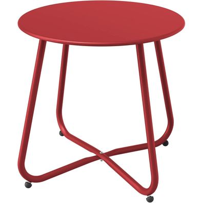 Beistelltisch Kaffeetisch Stabil Rund Garten Outdoor Rot