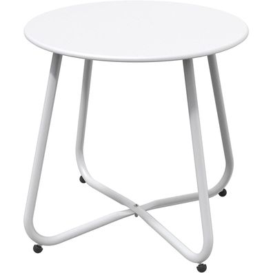Beistelltisch Garten Rund Outdoor Weiß Stabil Leicht 45 x 45 cm
