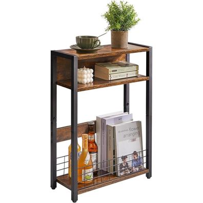 Kleiner Beistelltisch mit Zeitschriftenhalter 3 Etagen Lagerregal moderner