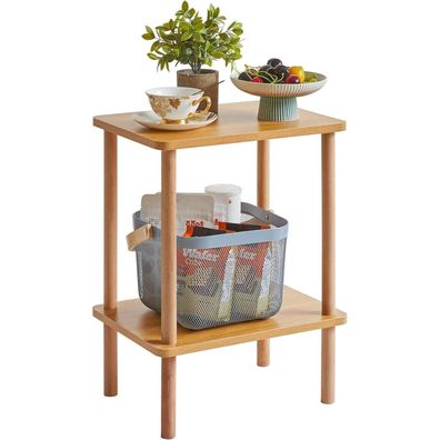 Holz Beistelltisch Nachttisch 39x29x53cm Weiß Modernes Design