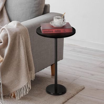 Kleiner Schwarzer Beistelltisch runder Couchtisch Marmorsockel Wohnzimmer 32CM