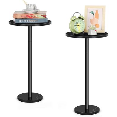 Schwarzer Beistelltisch mit Marmorsockel 2er-Set 32CM für Wohnzimmer