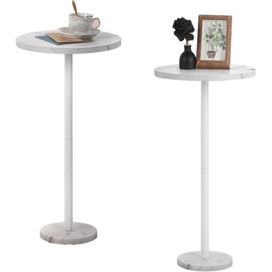 Kleiner weißer runder Beistelltisch Marmorsockel 32CM Wohnzimmer Schlafzimmer