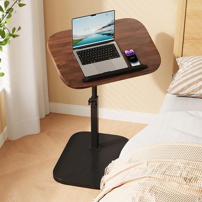 Beistelltisch Holz C Form Höhenverstellbar Couchtisch Schlafzimmer Walnuss