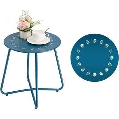 Outdoor Beistelltisch Blumen Stahl Patio Metall Marineblau