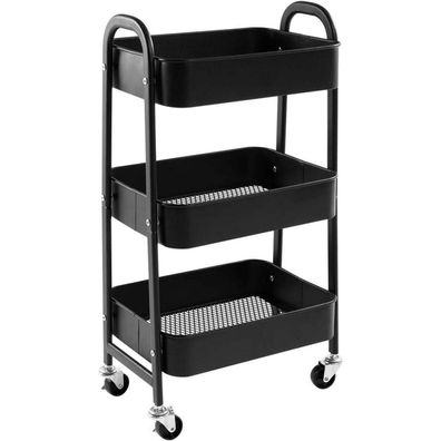 Doeworks Rollwagen Metall Küchenwagen 3-Etagen Organizer Schwarz