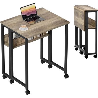 Kleiner Schreibtisch Klappbar 63 cm Rollen Sandeiche Home Office