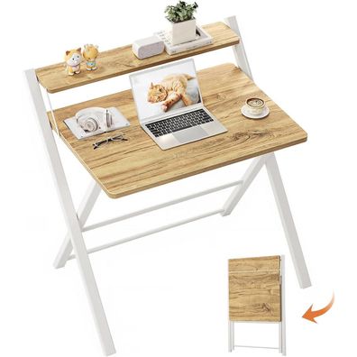 Klappbarer Schreibtisch für Home Office Beige 70x52x70cm Stabil Langlebig