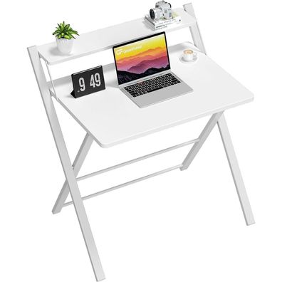 Klappschreibtisch Weiß Metallgestell Spanplatte 70x52x70 cm