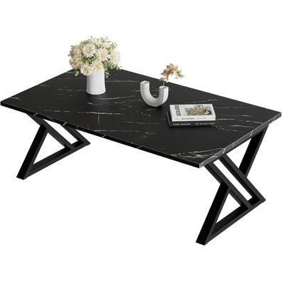 Couchtisch Holz Schwarz Marmor Metallgestell