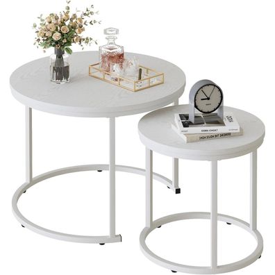 Runde Couchtische Set 2 Beistelltische Metallrahmen Wohnzimmer Schlafzimmer Büro