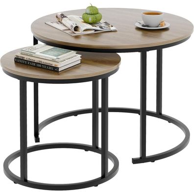 Runde Couchtische Set 2 Beistelltische Metallrahmen Wohnzimmer Schlafzimmer