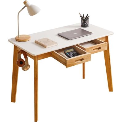 Kleiner Computertisch Holz Schreibtisch Schublade Hängestange 100x50x75cm