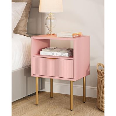 Nachttisch Nachtschrank Rosa Boho Modern 1 Schublade 1 Ablage