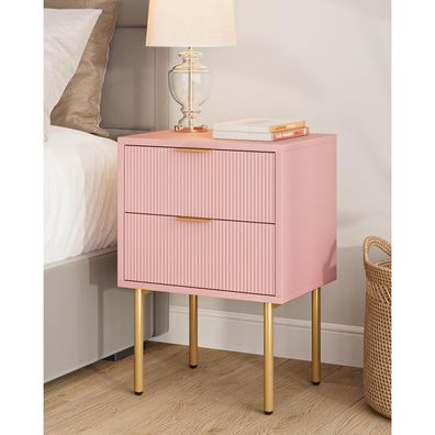 Heyzoey Nachttisch mit 2 Schubladen Modernes Boho Design Rosa