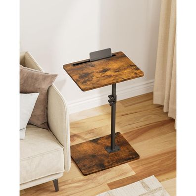 Kleiner C-Form Beistelltisch Höhenverstellbar 360°Rotierend Holz Laptoptisch