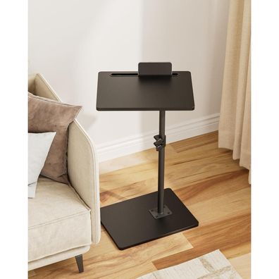 Beistelltisch C-Form Höhenverstellbar 360° Rotierend Holz Kaffeetisch Schwarz