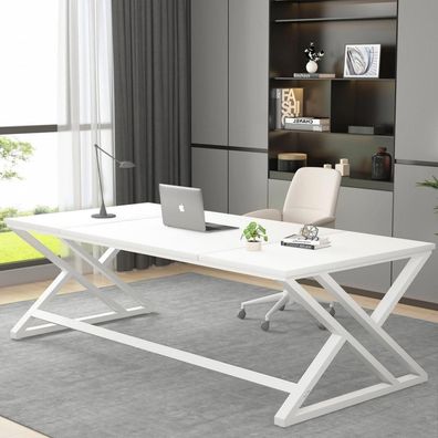 LVB Schreibtisch Weiß 180x80cm, Großer Computertisch für Home Office