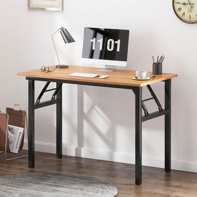 Klappbarer Computertisch 100x60x75cm Teak Schwarz