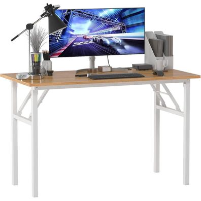 Klapptisch Computertisch 120x60x75 cm Teak/Weiss Folding Desk Bureau Home Office
