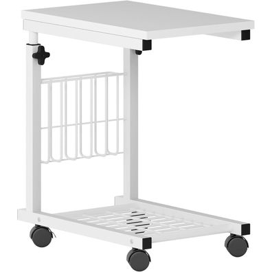 Höhenverstellbarer Laptoptisch Beistelltisch mit Rollen 48x30cm PC Notebook