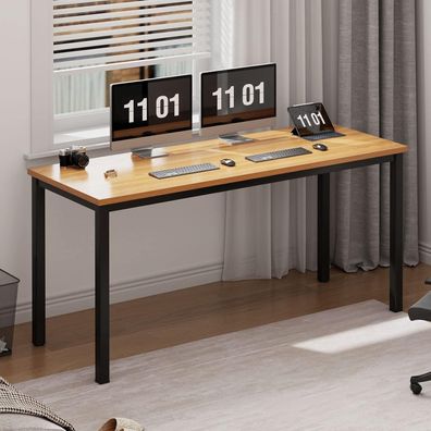 Schreibtisch Workstation 120x60x75 cm Holz Teak Schwarz