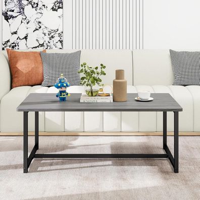Vintage Couchtisch 90x45x42cm Metallgestell Stauraum Grau