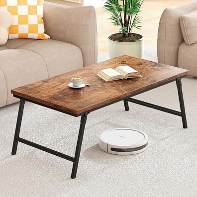 Klappbarer Couchtisch Holz Wohnzimmertisch Kaffeetisch Dunkelbraun 105x55x40 cm