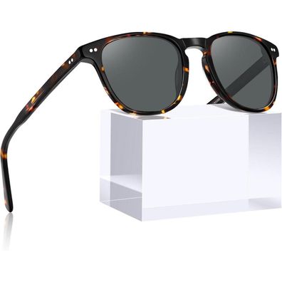 Sonnenbrille Damen polarisierte Acetate Rahmen Schildpatt Linsen Grau