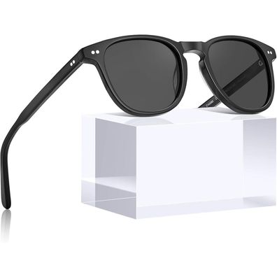 Sonnenbrille polarisierte Damen Acetate Rahmen Schwarz Linsen Grau