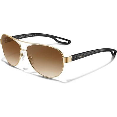 Sonnenbrille Retro Polarisierte UV400 Damen Rahmen Gold Linsen Braun