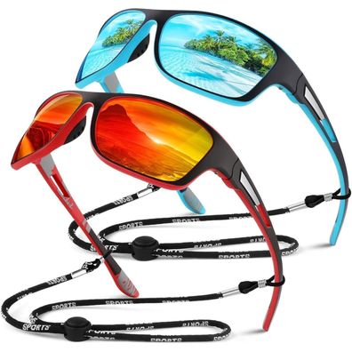 Sunier Sport Sonnenbrille Herren Damen Polarisert, Unzerbrechlich, 100% UV400