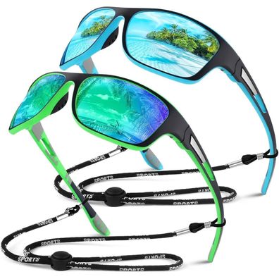 Sunier Sport Sonnenbrille Herren Damen, Polarisierte Fahrradbrille Unzerbrechlich,