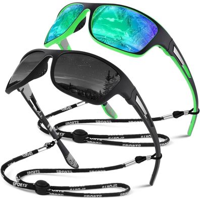 Sunier Sport Sonnenbrille Herren Damen, Polarisierte Fahrradbrille mit UV400 Schutz,