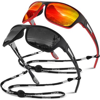 Sunier Sport Sonnenbrille Herren Damen, Polarisierte Fahrradbrille, Verspiegelt,