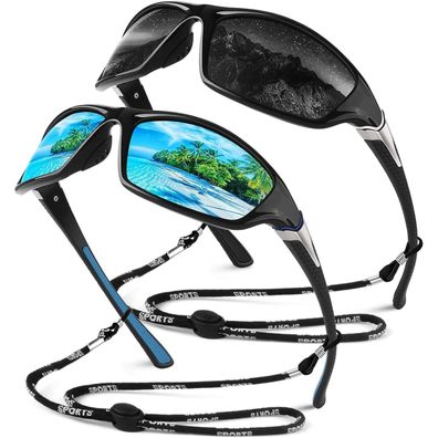 Sunier Herren Sport Sonnenbrille, polarisiert, verspiegelt, unzerbrechlich,