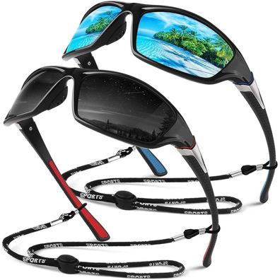 Sunier Herren Sport Sonnenbrille, polarisiert, verspiegelt, unzerbrechlich, UV400