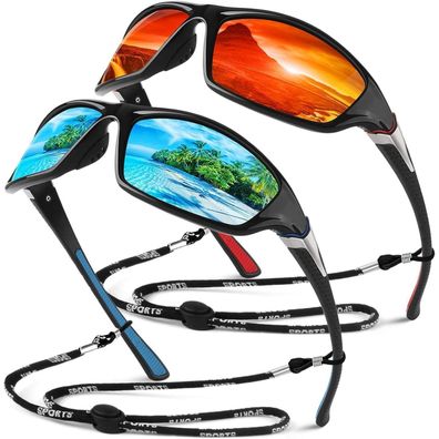 Sunier Herren Sport Sonnenbrille - Polarisiert, Verspiegelt, Unzerbrechlich, UV400