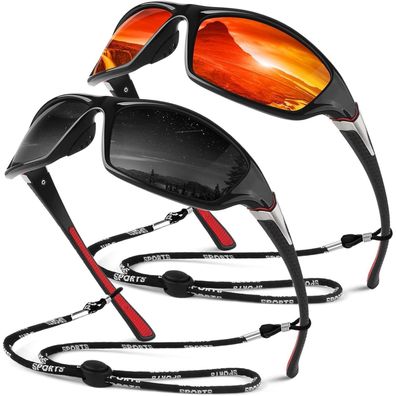 Sunier Herren Sport Sonnenbrille polarisiert, verspiegelt, unzerbrechlich,
